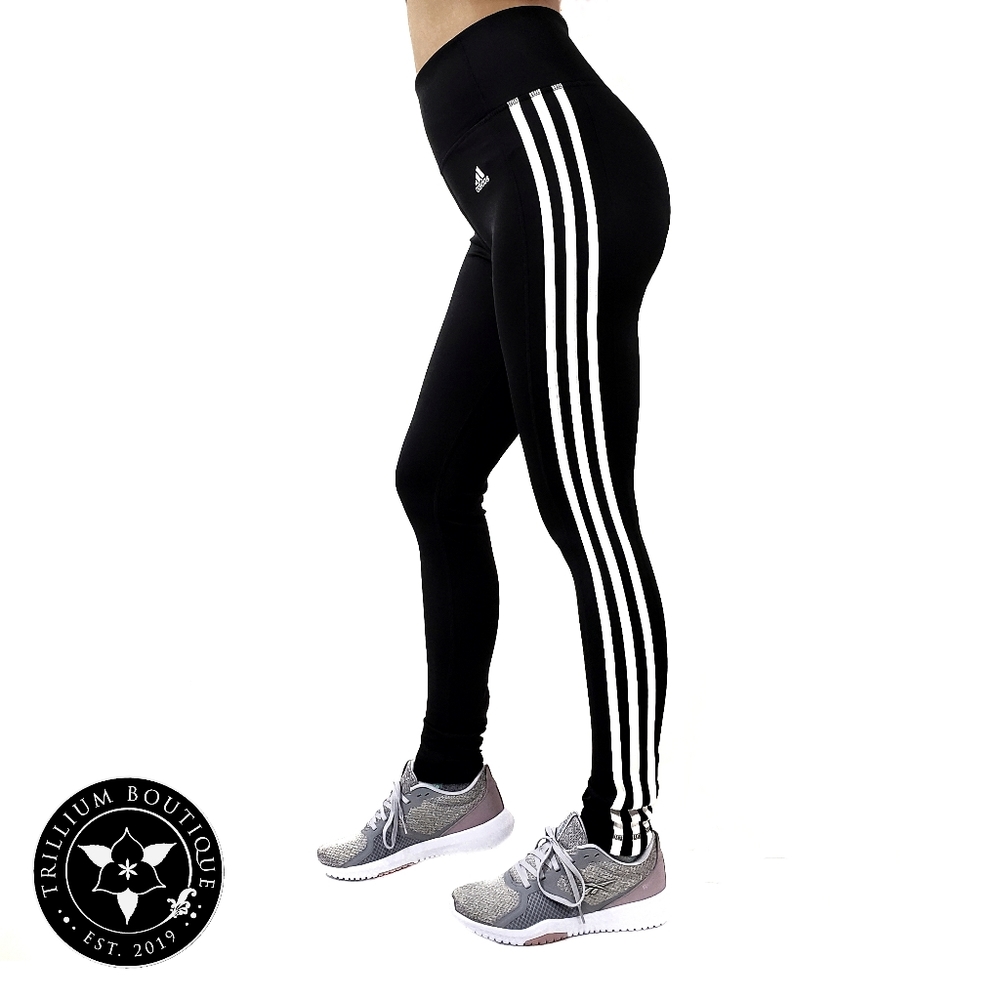 BUNDLE Adidas Climalite 3 Stripe Tights & Crewneck - Picture 14 of 16